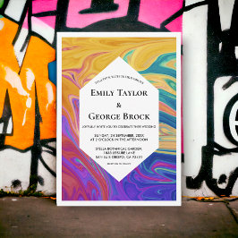 エレガントカラフル絵画結婚モダンs 招待状