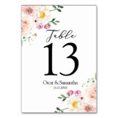 エレガントカラフル美しい花と金ゴールドドロップ テーブルナンバー (裏面)