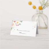 エレガントカラフル美しい花と金ゴールドドロップ プレイスカード (正面)