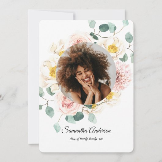 エレガントカラフル美しい花と金ゴールドドロップ 招待状 (正面)