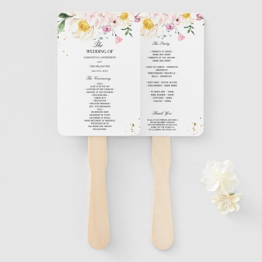 エレガントカラフル美しい ハンドファン (正面&裏面)