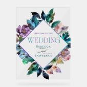 エレガントカラフル花模様ブ結婚ラック アクリルサイン (正面)