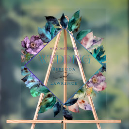 エレガントカラフル花模様ブ結婚ラック アクリルサイン