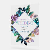 エレガントカラフル花模様ブ結婚ラック アクリルサイン (傾斜)