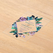 エレガントカラフル花模様ブ結婚ラック アクリル招待状 (レイダウン)