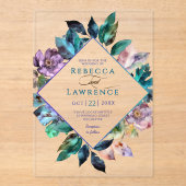 エレガントカラフル花模様ブ結婚ラック アクリル招待状 (正面)