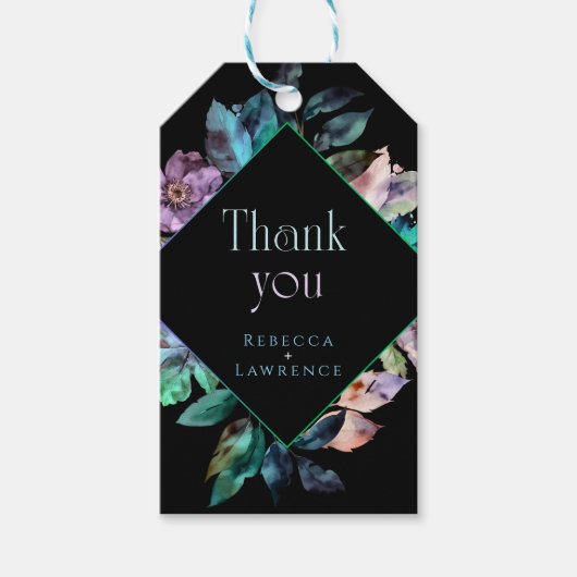 エレガントカラフル花模様ブ結婚ラック ギフトタグ (正面)