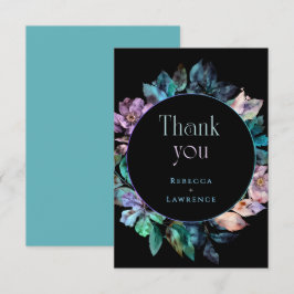 エレガントカラフル花模様ブ結婚ラック サンキューカード