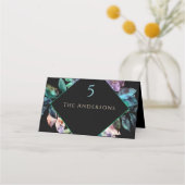 エレガントカラフル花模様ブ結婚ラック プレイスカード (裏面)