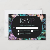 エレガントカラフル花模様ブ結婚ラック 出欠カード (正面)