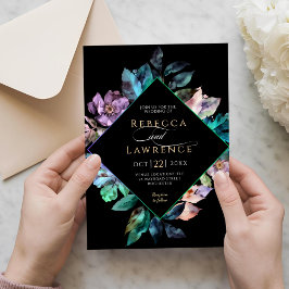 エレガントカラフル花模様ブ結婚ラック 招待状