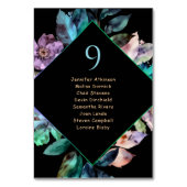 エレガントカラフル花模様結婚ブラック テーブルナンバー (正面)
