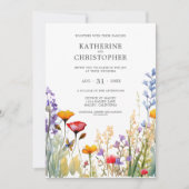 エレガントカラフル花結婚の 招待状 (正面)