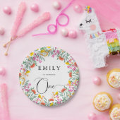 エレガントカラフル花1歳の誕生日パーティー ペーパープレート (パーティー)