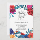 エレガントカラフル花 |緑のブライダルシャワー 招待状 (正面)