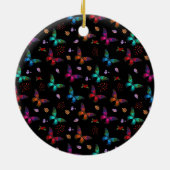 エレガントカラフル蝶オンブラックアニバーサリー セラミックオーナメント (裏面)