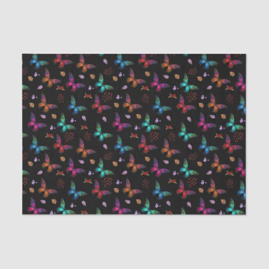 エレガントカラフル蝶オンブラック 薄葉紙 (正面)