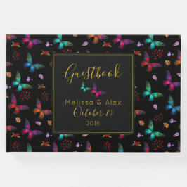 エレガントカラフル蝶オンブラッ結婚ク ゲストブック