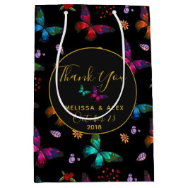 エレガントカラフル蝶オンブラッ結婚ク ミディアムペーパーバッグ