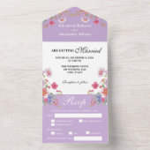 エレガントカラフル野の花結婚紫 オールインワン招待状 (内側)