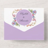 エレガントカラフル野の花結婚紫 オールインワン招待状 (裏面)