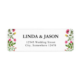 エレガントカラフル野結婚花差出人住所 ラベル