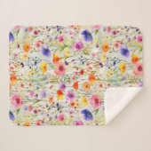 エレガントカラフル野花の水色 シェルパブランケット (正面(横))