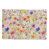 エレガントカラフル野花の水色 枕カバー (裏面)