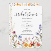 エレガントカラフル野花ブライダルシャワー 招待状 (正面/裏面)