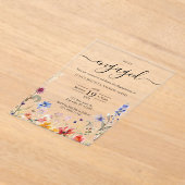 エレガントカラフル野花婚約パーティ アクリル招待状 (レイダウン)