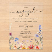 エレガントカラフル野花婚約パーティ アクリル招待状 (正面)