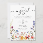 エレガントカラフル野花婚約パーティ 招待状 (正面)