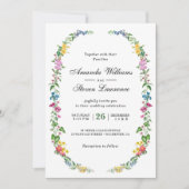 エレガントカラフル野花庭園の結婚式 招待状 (正面)