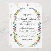 エレガントカラフル野花庭園の結婚式 招待状 (正面/裏面)