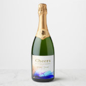 エレガントカラフル青オレン結婚ジ スパークリングワインラベル (正面)