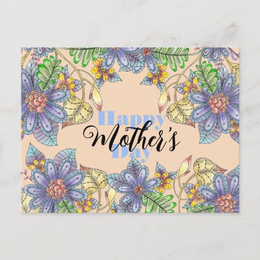 エレガントカラフル魅力的フローラ母の日 ポストカード (正面)