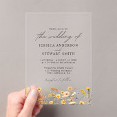 エレガントカラフル黄色の野結婚花 アクリル招待状 (インサイチュ (ポータブル))