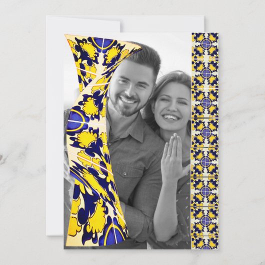 エレガントカラフルTalavera写真メキシ結婚コ 招待状 (裏面)