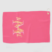 エレガントカラーズリラックス金ゴールドカスタムモノグラム名 ゴルフタオル (横)