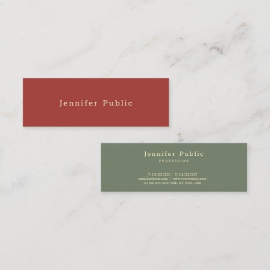 エレガントカラーモダンテンプレートプロフェッショナルシック スキニー名刺 (正面/裏面)