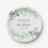 エレガントカリモダン結婚の ペーパープレート (正面)