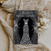 エレガントカーテン&ドレスブライダルシャワー実在シルバー 箔招待状