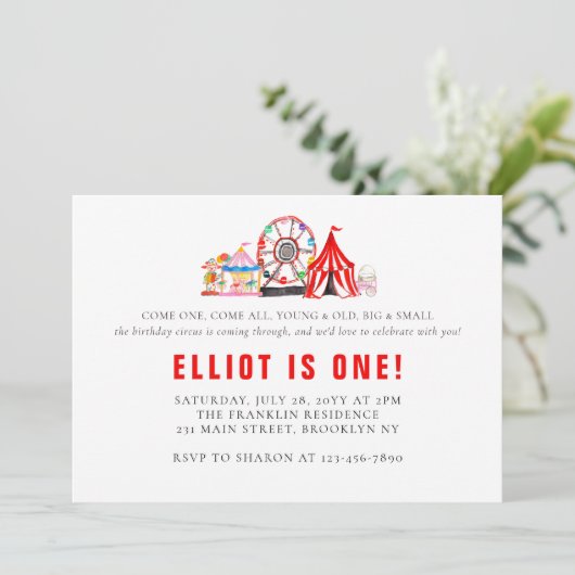 エレガントカーニバル回路フェスティバルパーティー誕生日 招待状 (スタンド正面)