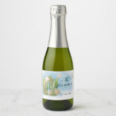 エレガントガゼボフラワーズドブウェディングラグジュアリー スパークリングワインラベル (正面)