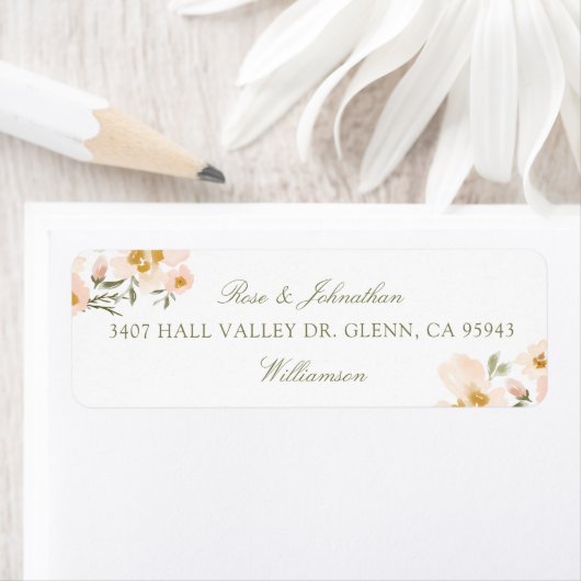 エレガントガーデニア赤面ウォーター色抽象芸術花模様 ラベル (インサイチュ)