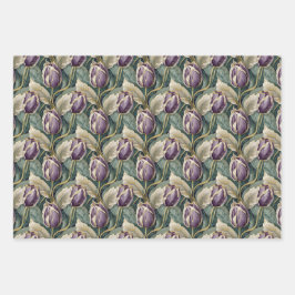 エレガントガーデン、チューリップ、ポピー ラッピングペーパーシート