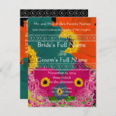 エレガントガーベラデイジー結婚式招待状旋回 インビテーションポストカード (正面/裏面)