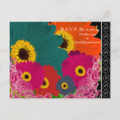 エレガントガーベラデイジー結婚式招待状旋回 インビテーションポストカード (裏面)