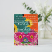 エレガントガーベラデイジー結婚式招待状旋回 インビテーションポストカード (スタンド正面)