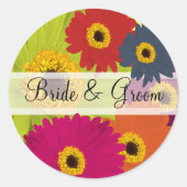 エレガントガーベラデイジー結婚式用シール ラウンドシール (正面)